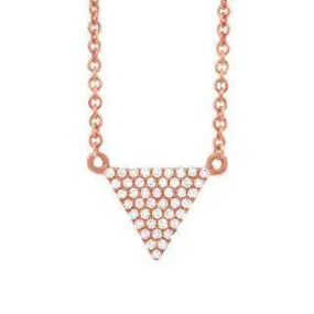 0.13ct 14k Rose Gold Diamond Pave Triangle Necklace