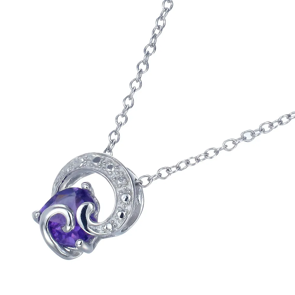 0.70 cttw Purple Amethyst Pendant Necklace .925 Sterling Silver 6 MM Heart