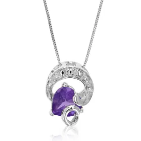 0.70 cttw Purple Amethyst Pendant Necklace .925 Sterling Silver 6 MM Heart