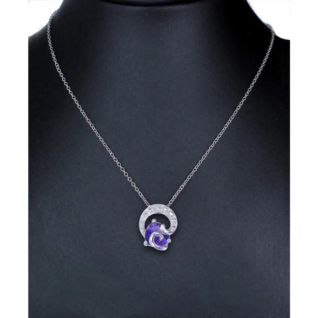 0.70 cttw Purple Amethyst Pendant Necklace .925 Sterling Silver 6 MM Heart