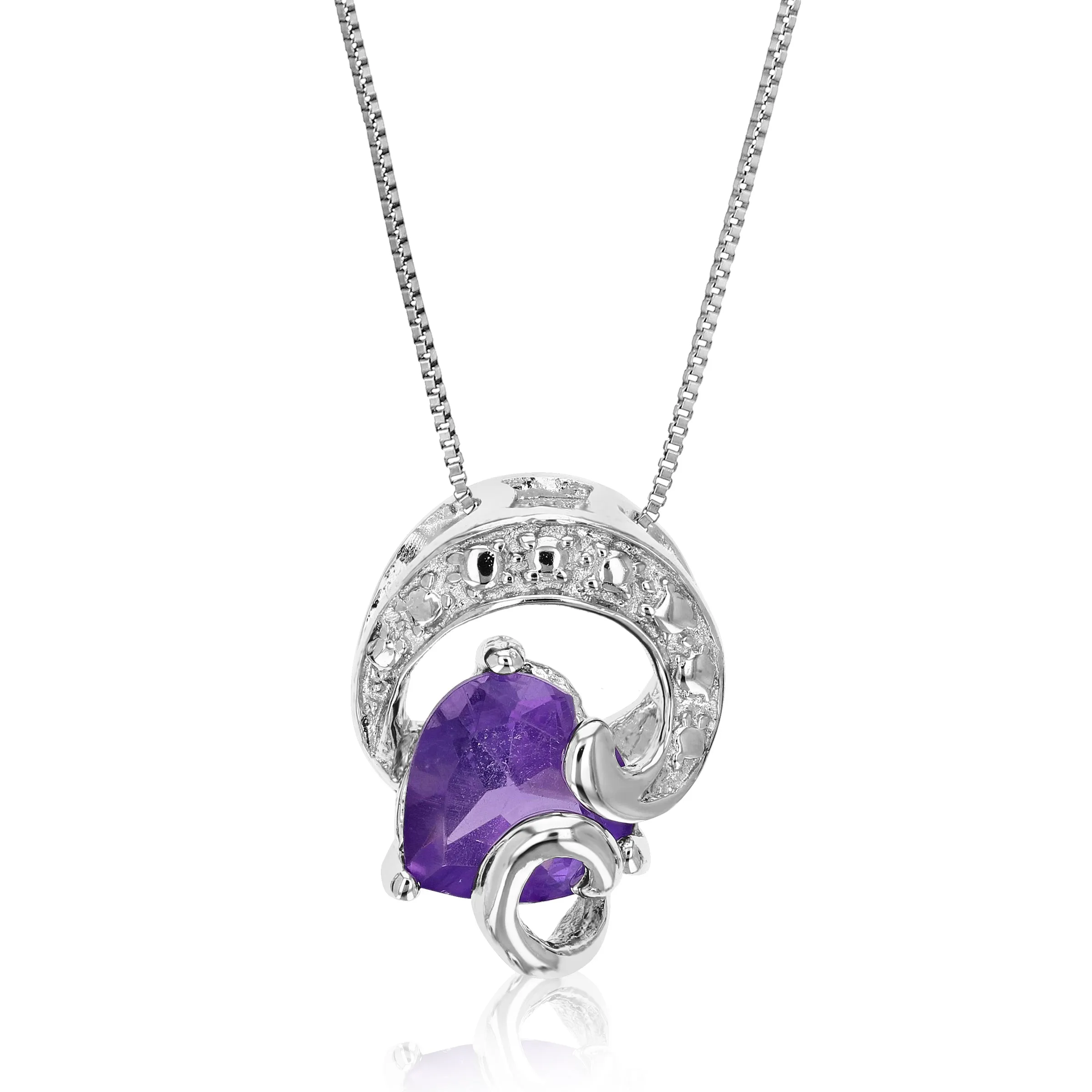 0.70 cttw Purple Amethyst Pendant Necklace .925 Sterling Silver 6 MM Heart