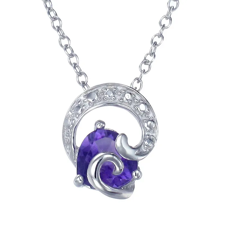 0.70 cttw Purple Amethyst Pendant Necklace .925 Sterling Silver 6 MM Heart