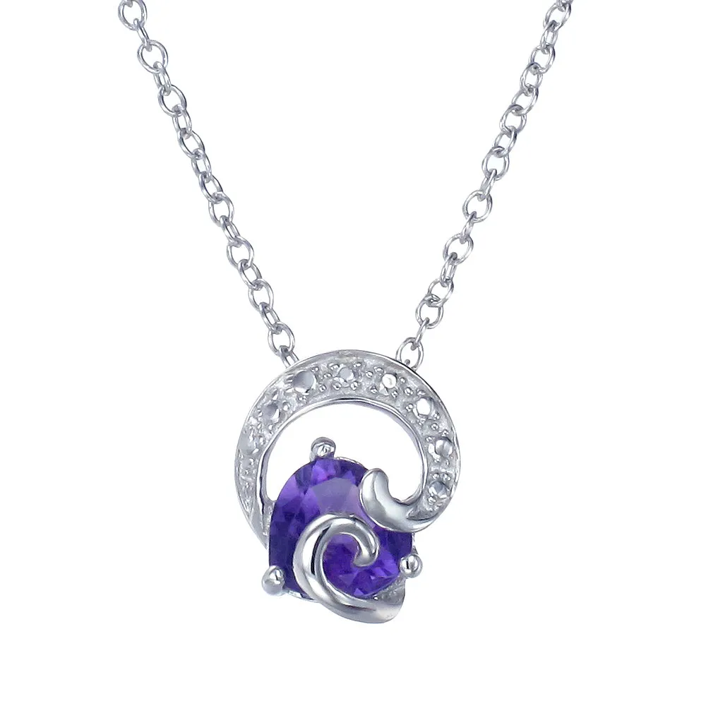 0.70 cttw Purple Amethyst Pendant Necklace .925 Sterling Silver 6 MM Heart