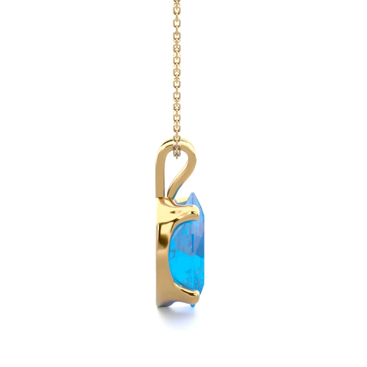 1 Carat Oval Shape Topaz Necklace In 14K Yellow Gold Over Sterling Silver, 18 Inches