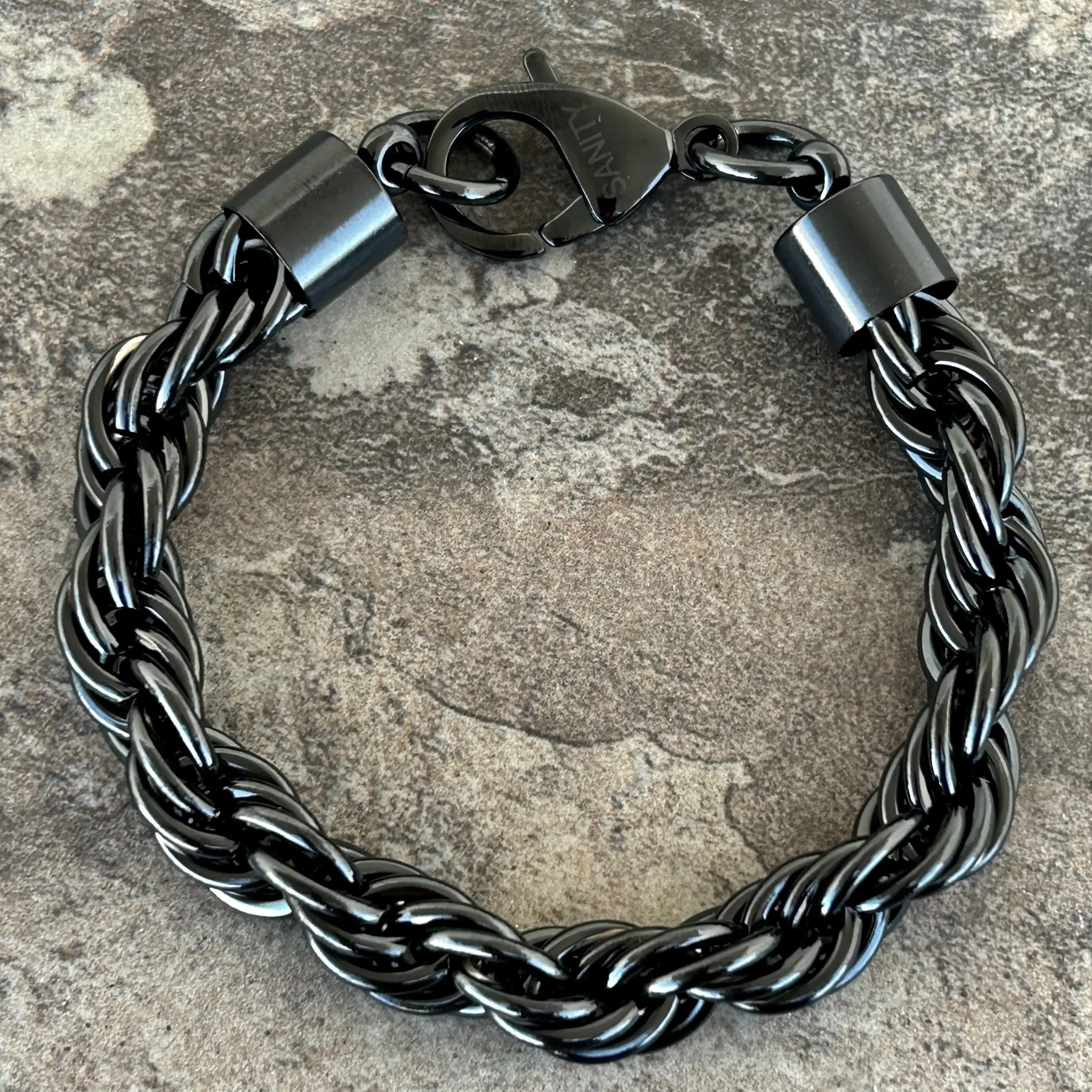 10MM Rope Chain Bracelet- Black - B65