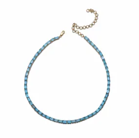 14K & 18K Gold East West Blue Topaz Necklace