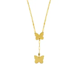 14K GOLD BUTTERFLY LARIAT NECKLACE