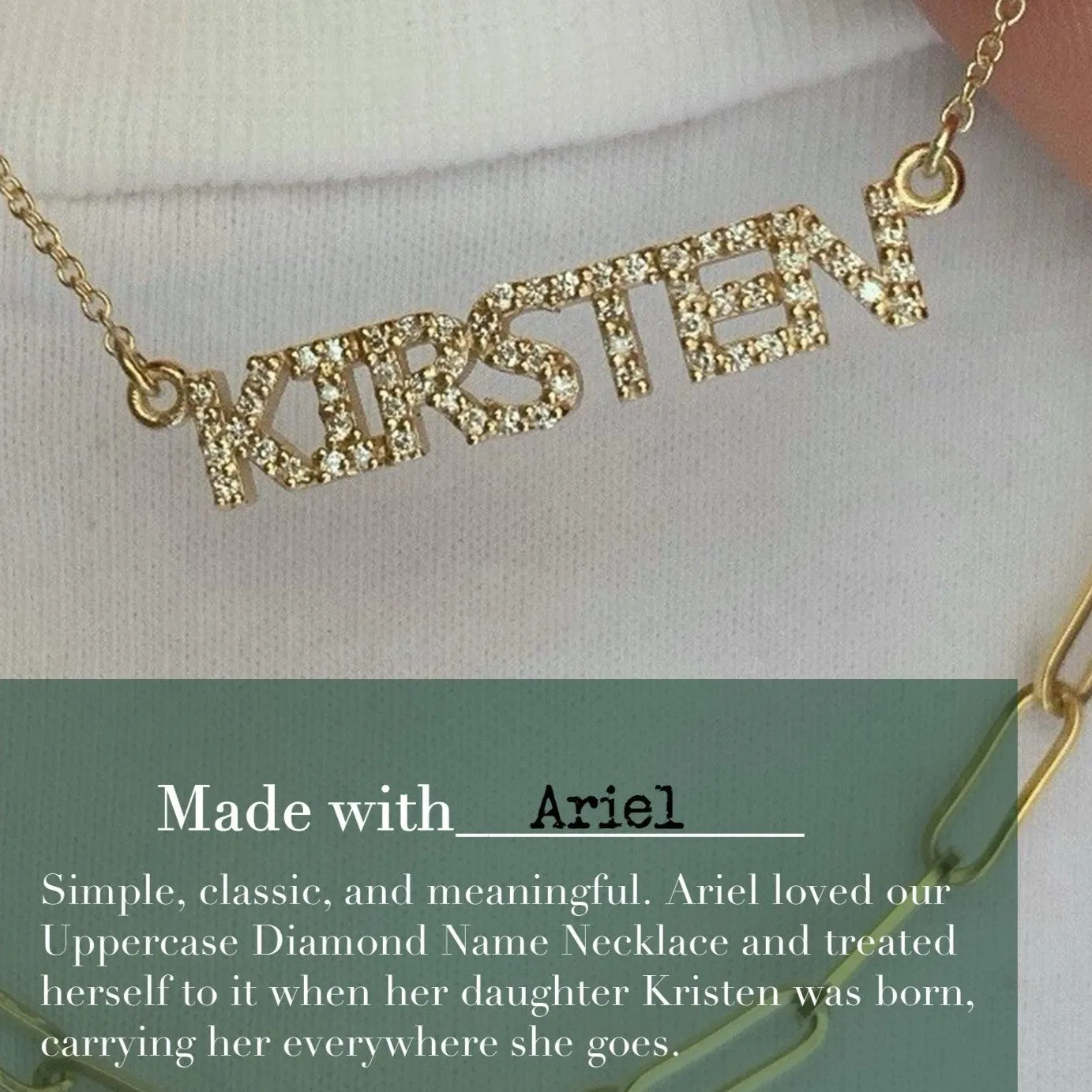 14K Gold Diamond Upper Case Name Necklace