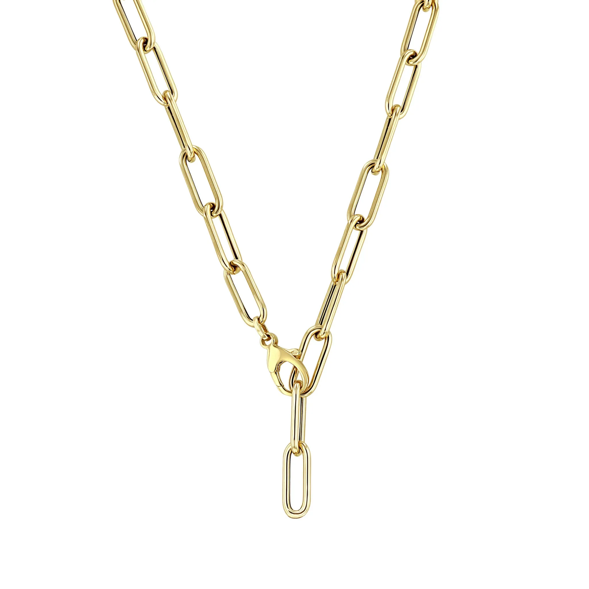 14k Gold Large Paperclip Chain Necklace