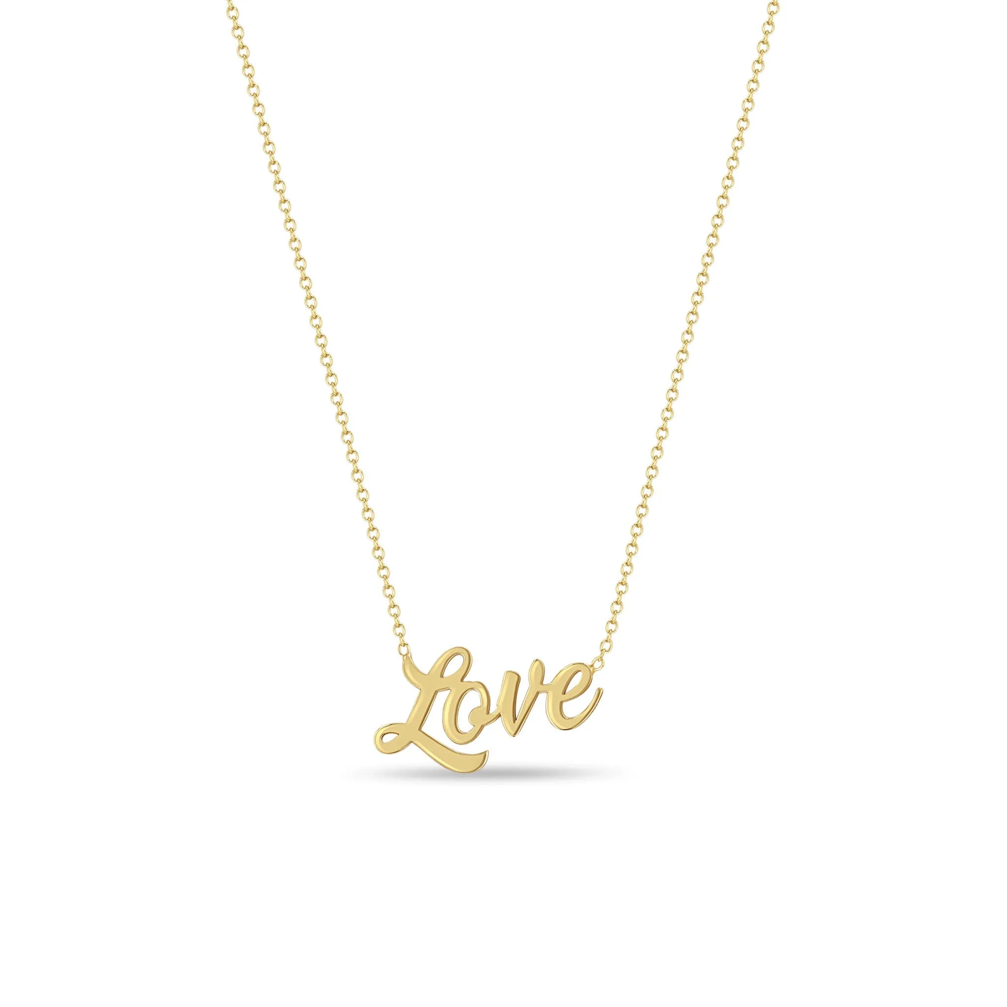 14k Gold Script Letter Love Necklace