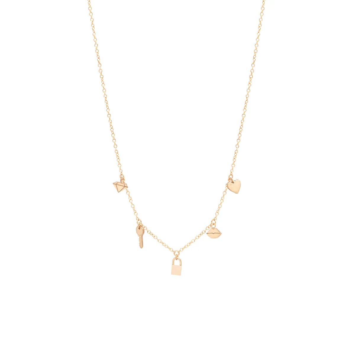 14k Itty Bitty Love on Lock Charm Necklace