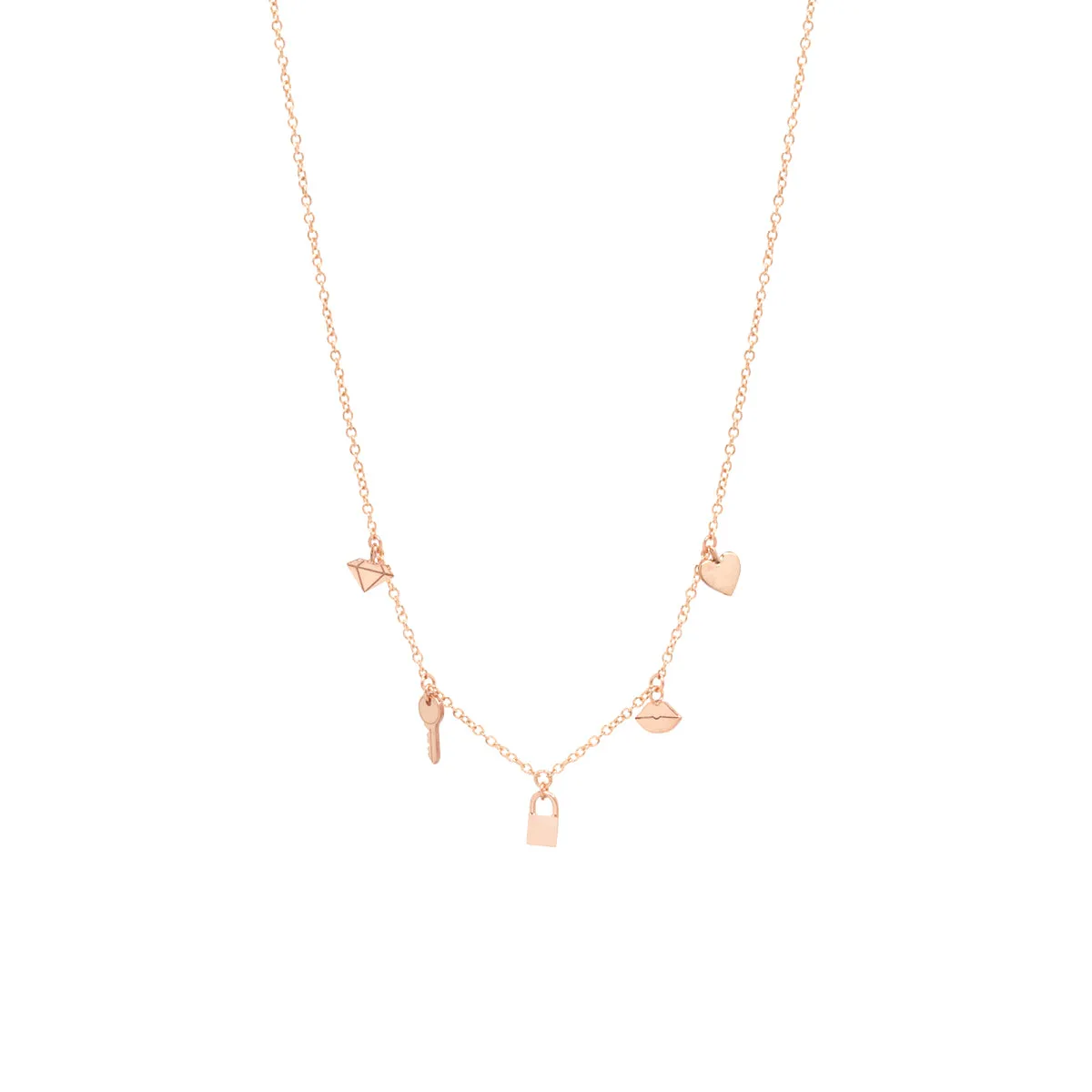 14k Itty Bitty Love on Lock Charm Necklace