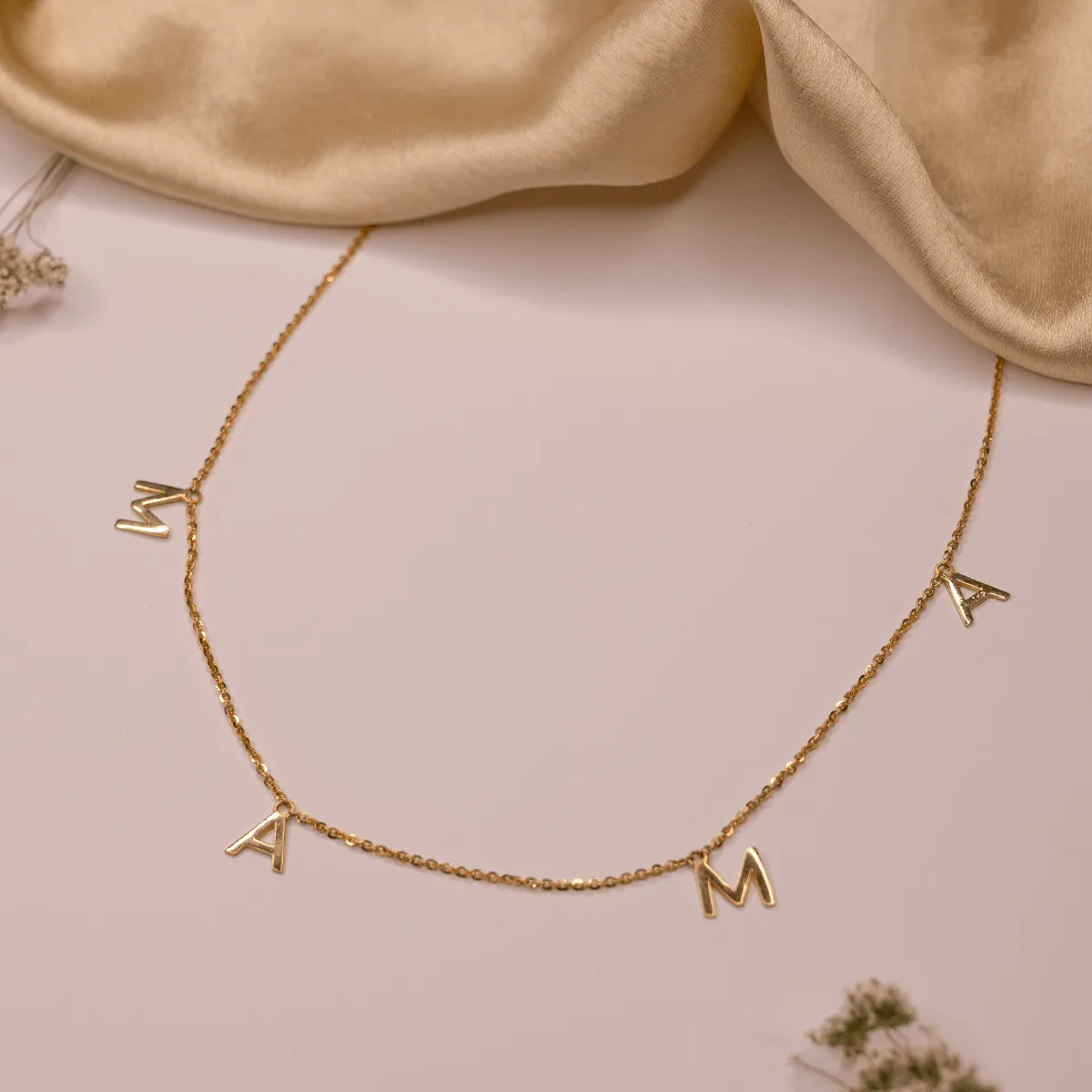 14kt Gold MAMA Letter Necklace