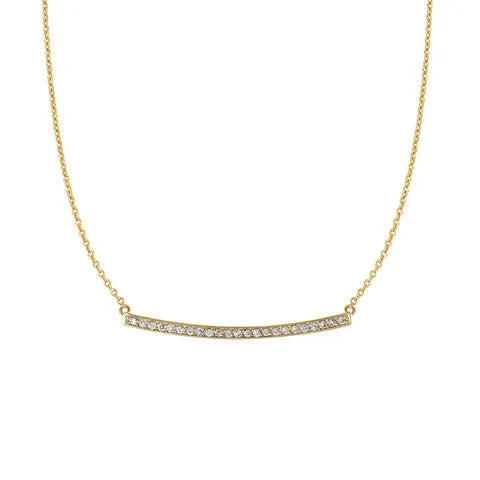 Diamond Curved Bar Pendant in 14K Yellow Gold