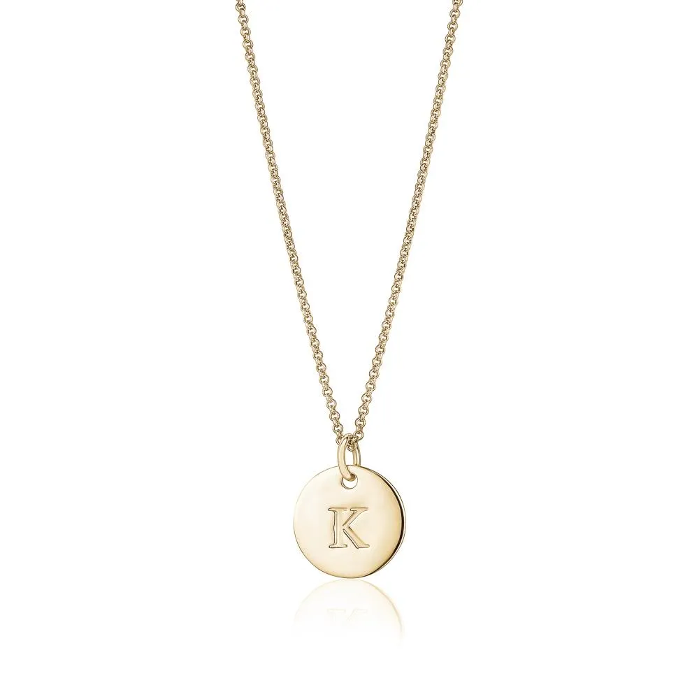 16mm Gold Disc Initial Necklace