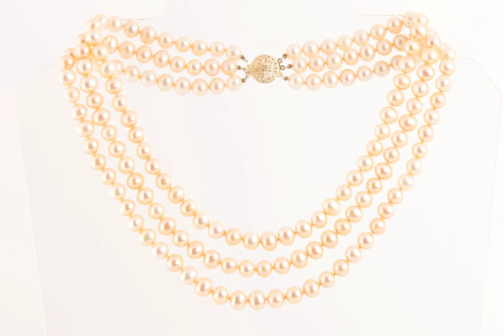 16" & 7" 14k Yellow Gold 3 Strand Pearl Necklace & Pearl Bracelet Set (110.64g.)