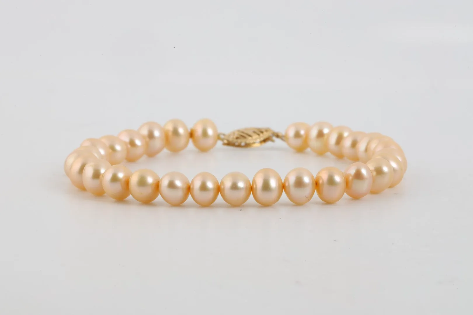 16" & 7" 14k Yellow Gold 3 Strand Pearl Necklace & Pearl Bracelet Set (110.64g.)