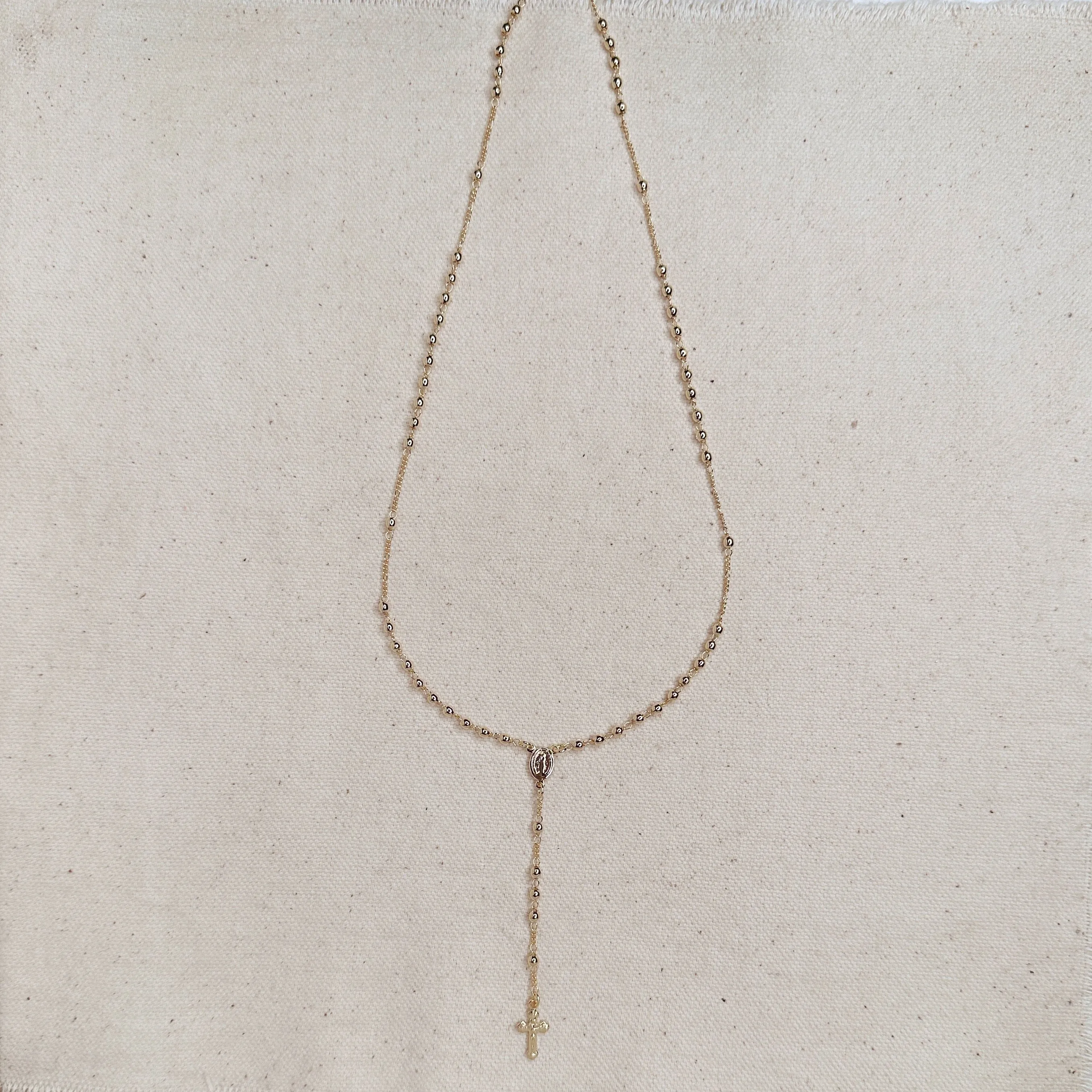 18k Gold Filled Traditional Rosary Necklace