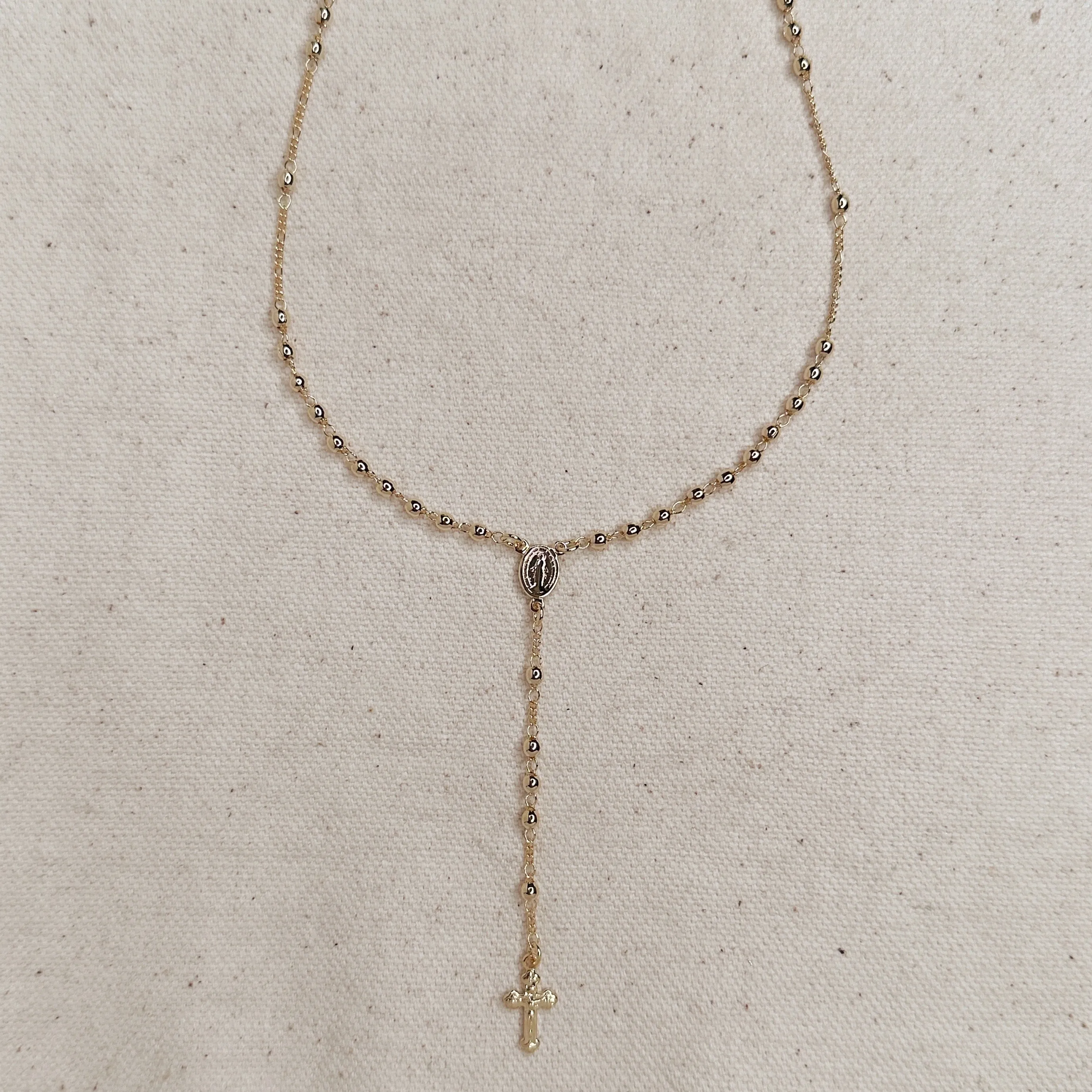 18k Gold Filled Traditional Rosary Necklace