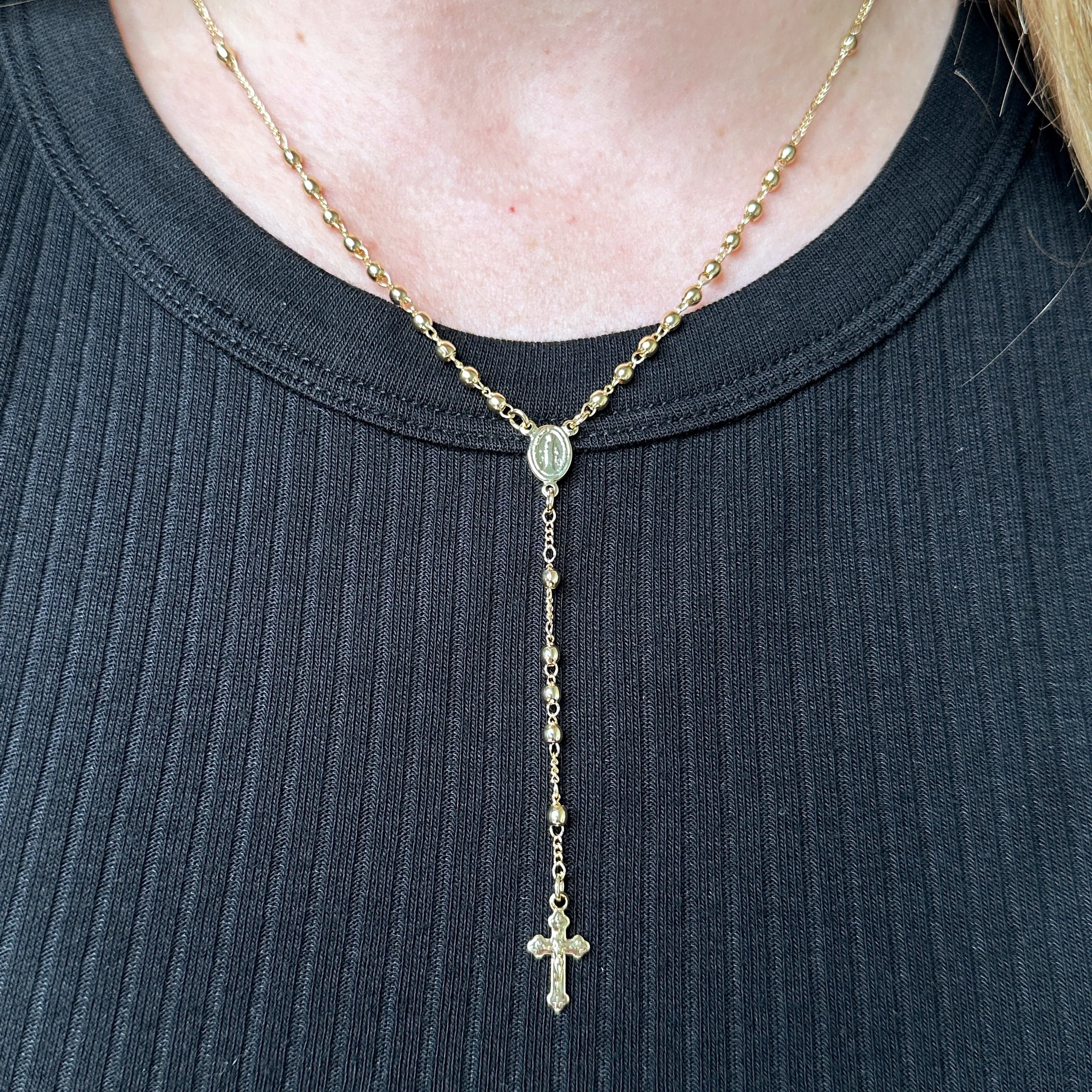 18k Gold Filled Traditional Rosary Necklace