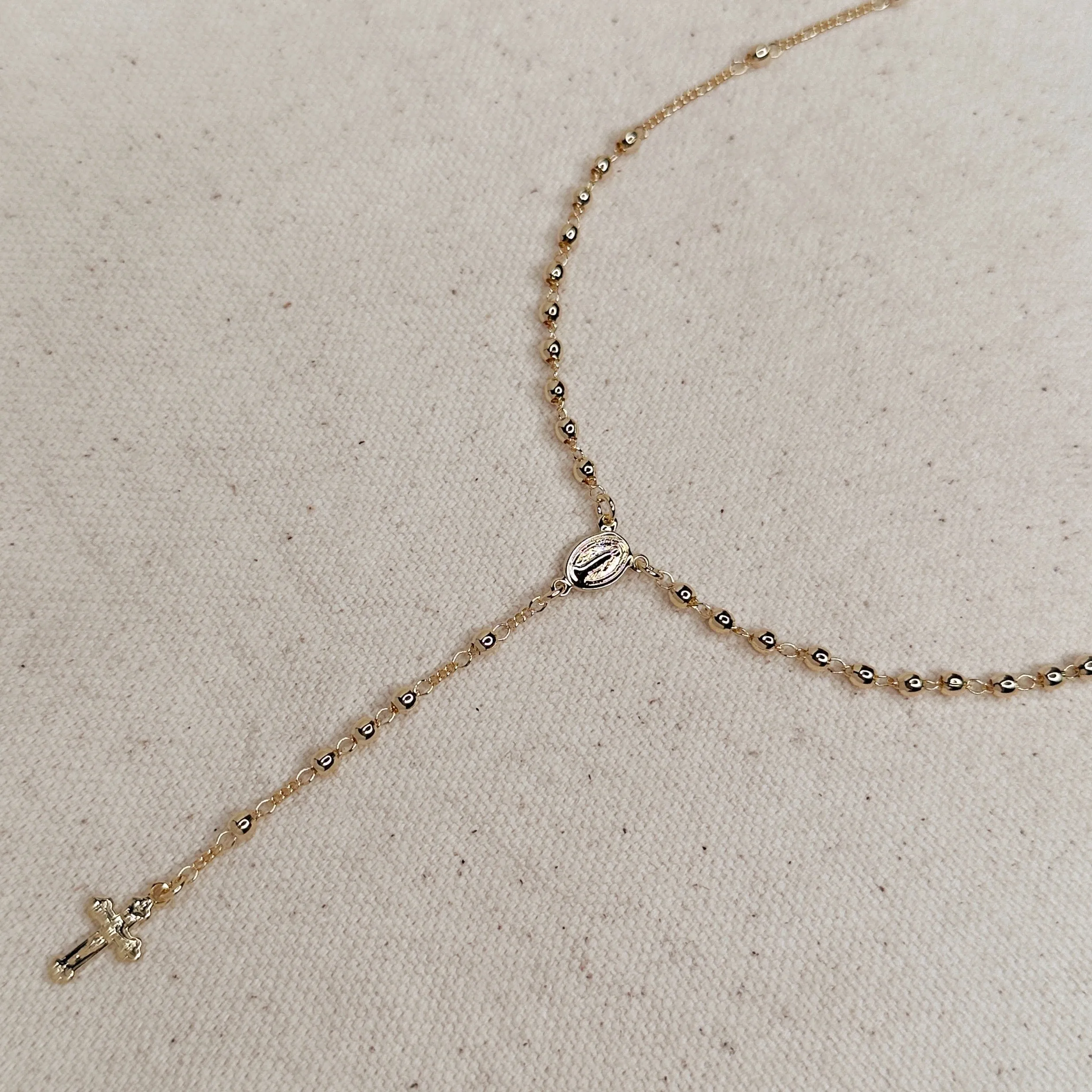 18k Gold Filled Traditional Rosary Necklace