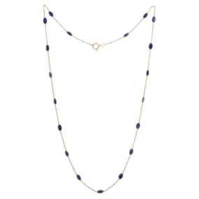 18K Yellow Gold Blue Sapphire Necklace