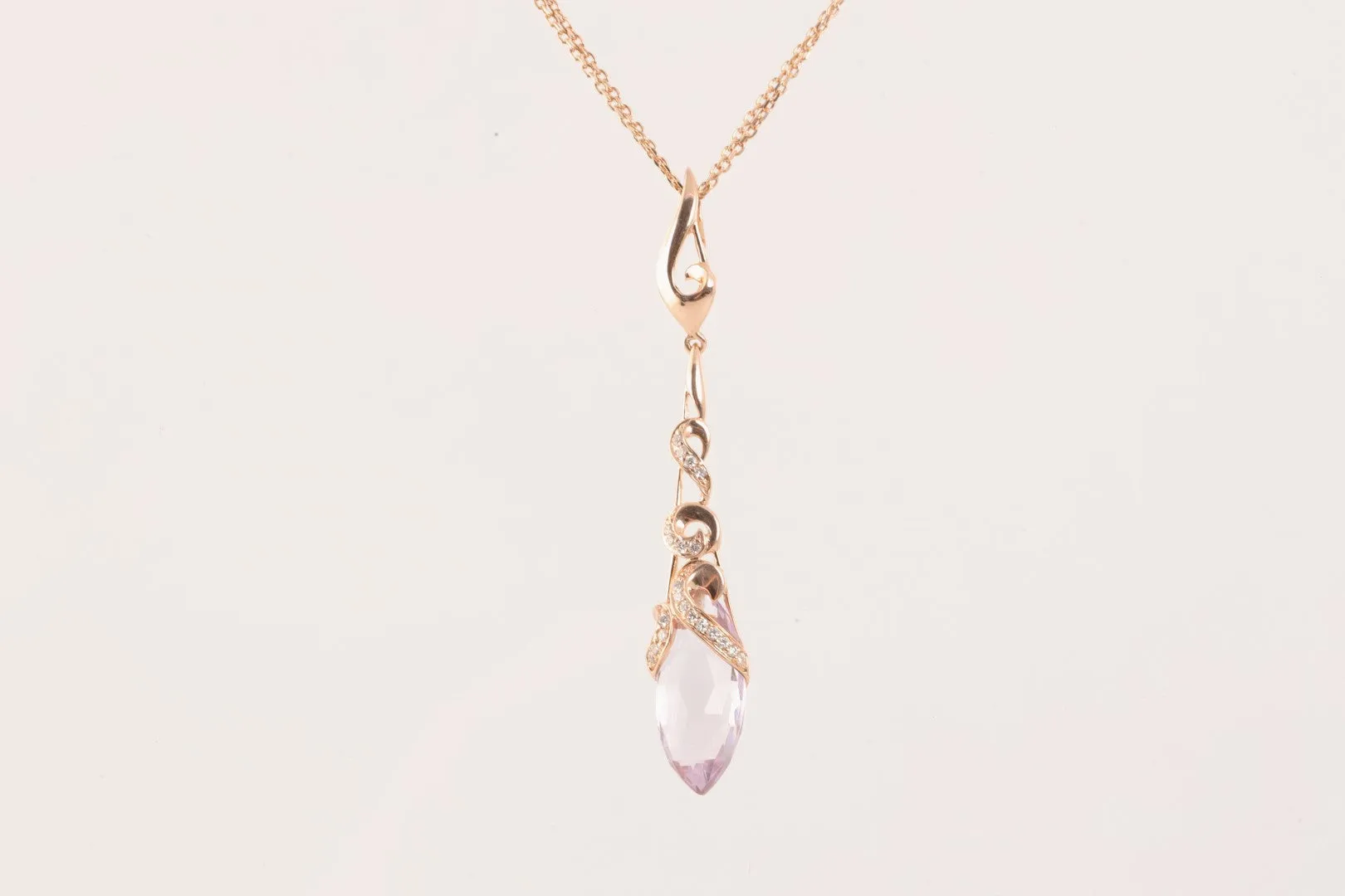 18" Rose Gold 9.24tcw Amethyst & 0.21tcw Diamond Necklace (6.79g.)