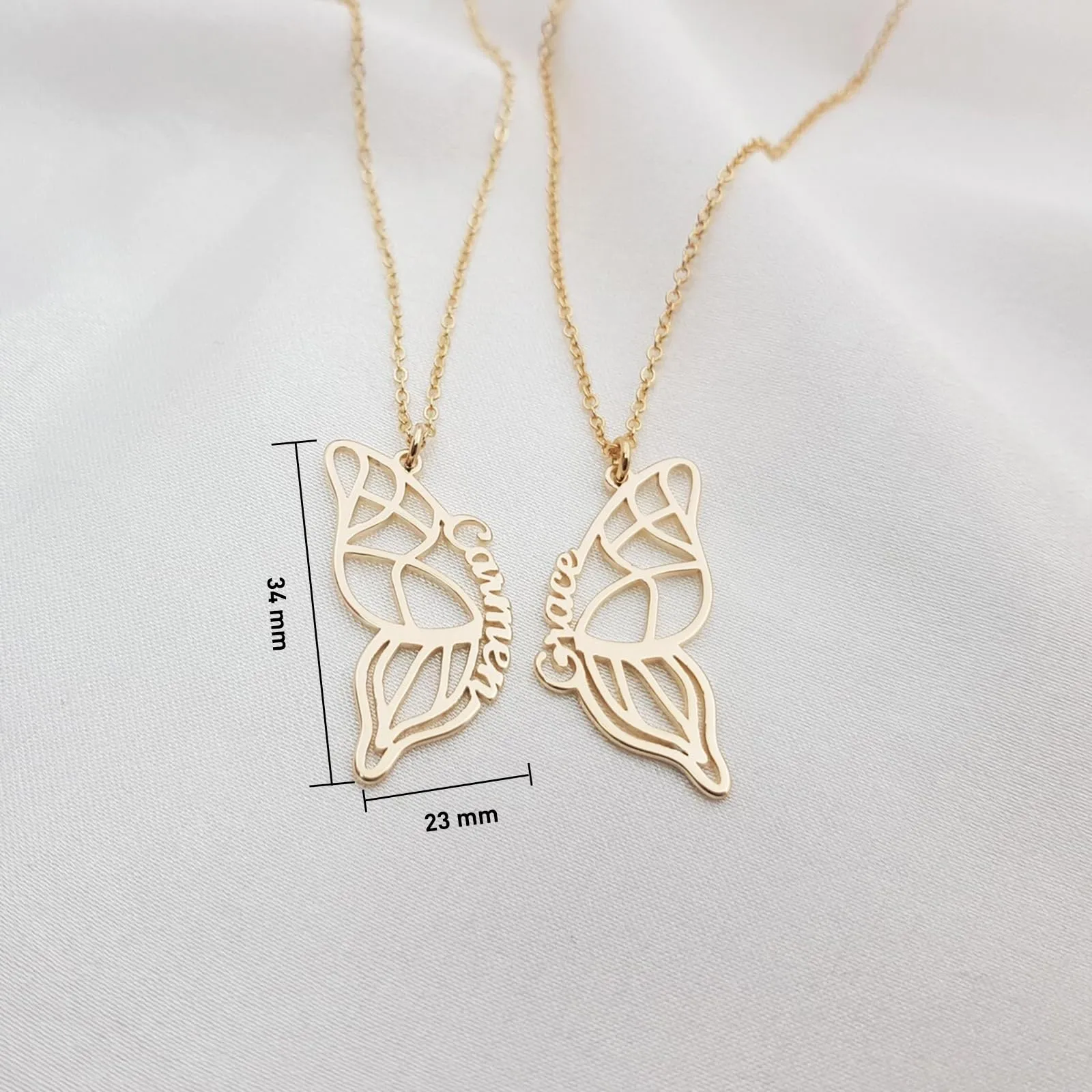 2 Pcs Butterfly Name Necklace Personalized, 925 Sterling Silver Bff Best Friend Necklace Friendship Gifts for Best Friend Sister Bestie