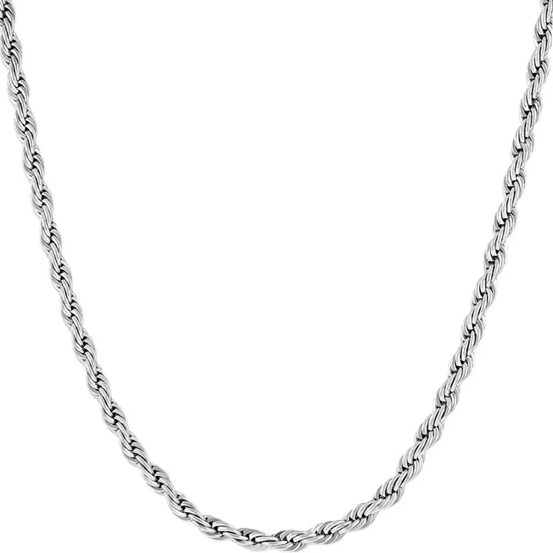 3mm Stainless Steel Twisted Rope Chain - Silver