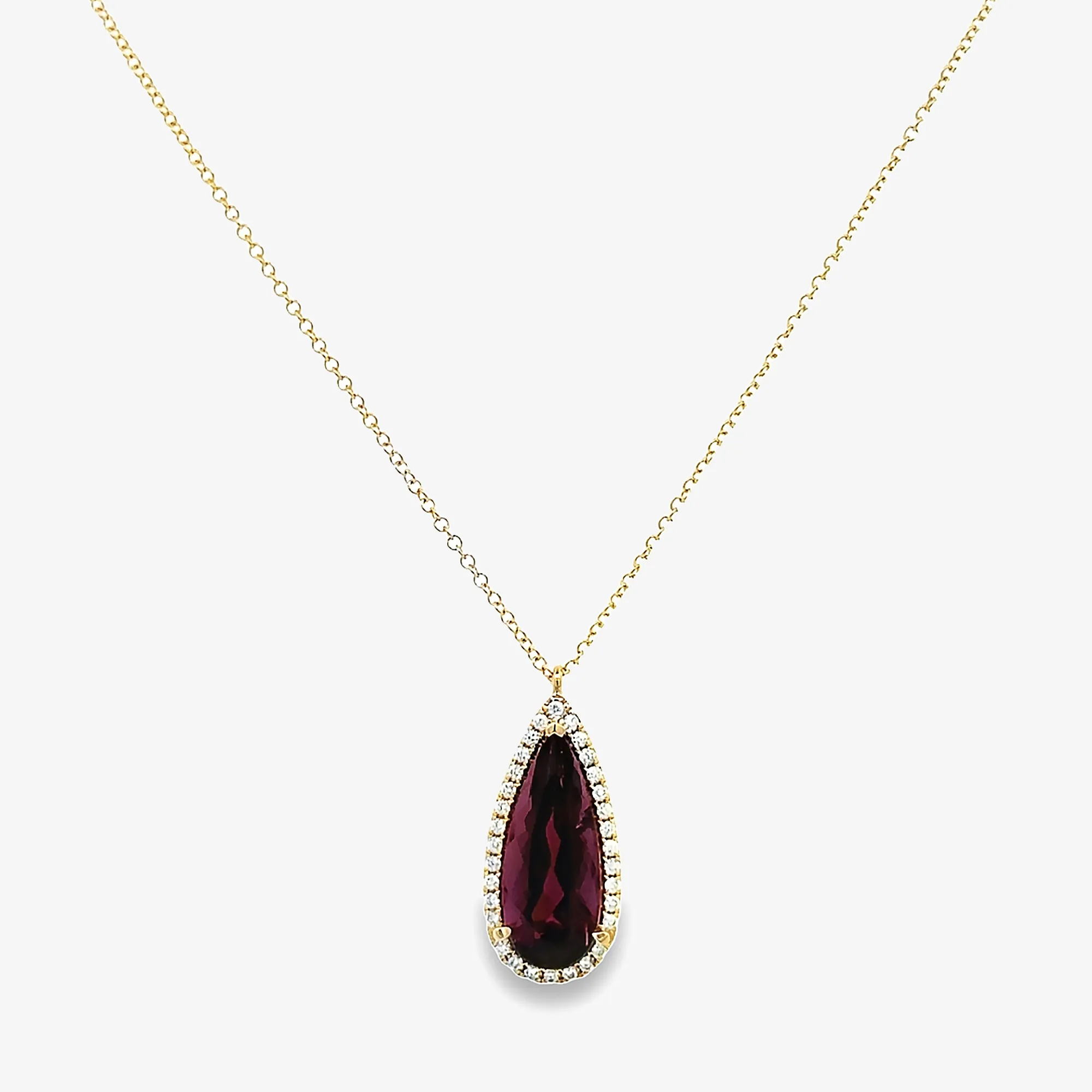 4.23ct Rubellite Tourmaline & Diamond Halo Necklace