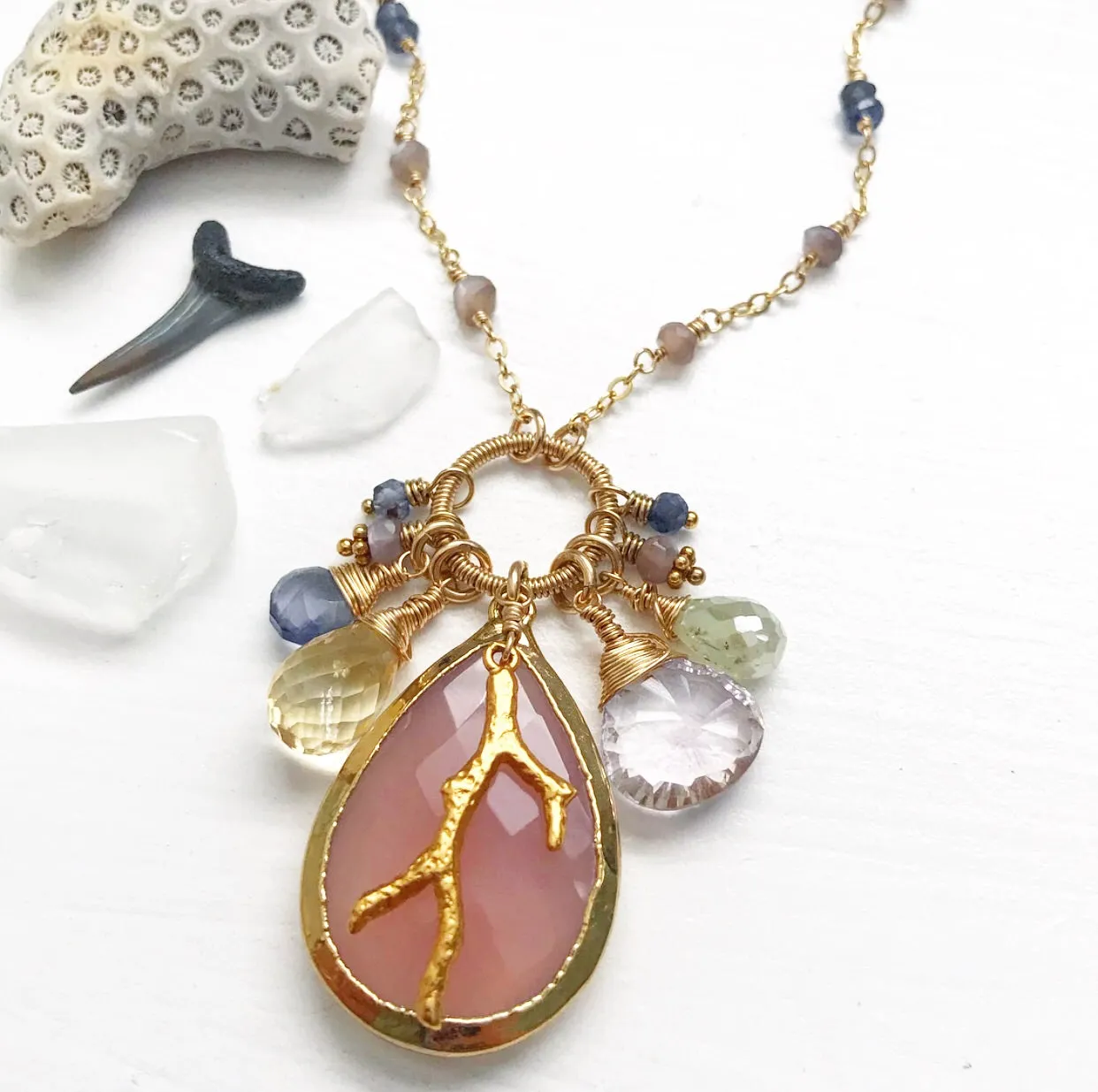 647-One of a Kind Gemstone Drop Necklace