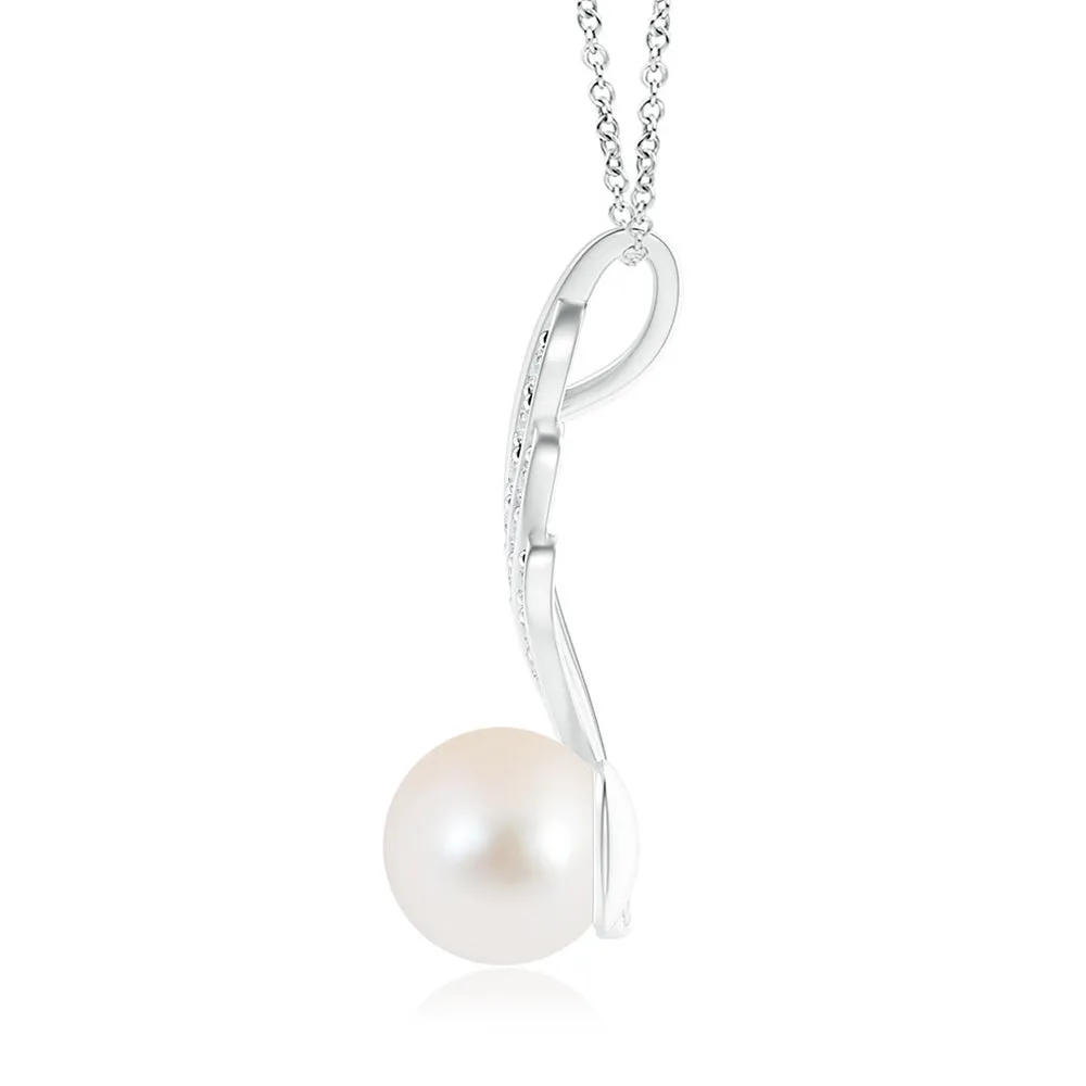 8mm Freshwater Cultured Pearl Angel Wing Inspired Pendant