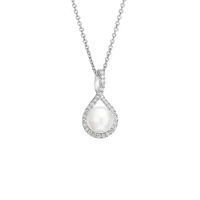 8mm Pavé Twist Freshwater Cultured Pearl Pendant