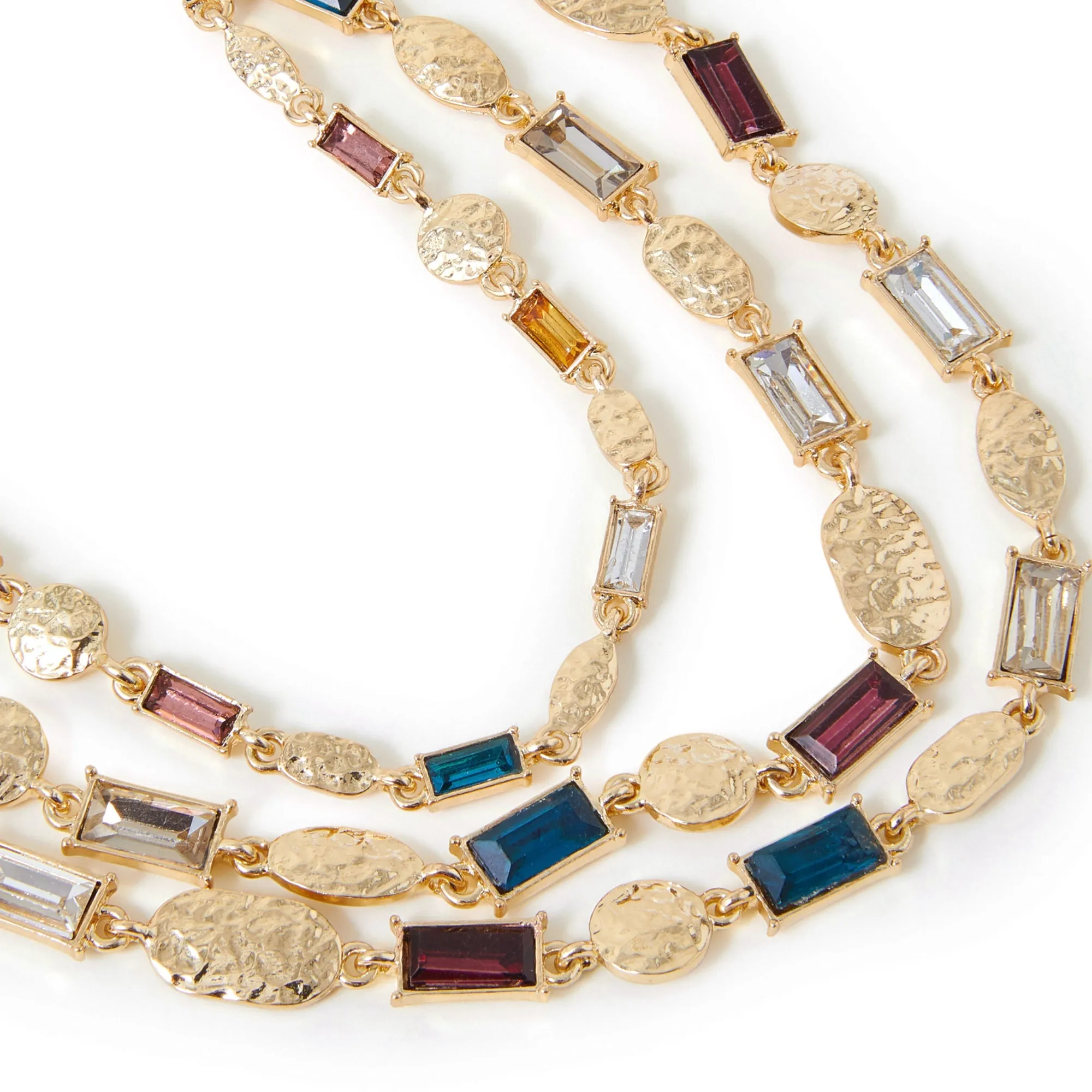 Accessorize London Women's Gold Layered Gem Mixed Stone Necklace