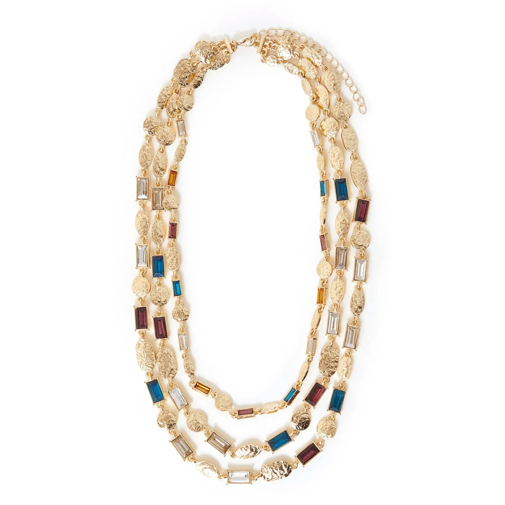 Accessorize London Women's Gold Layered Gem Mixed Stone Necklace