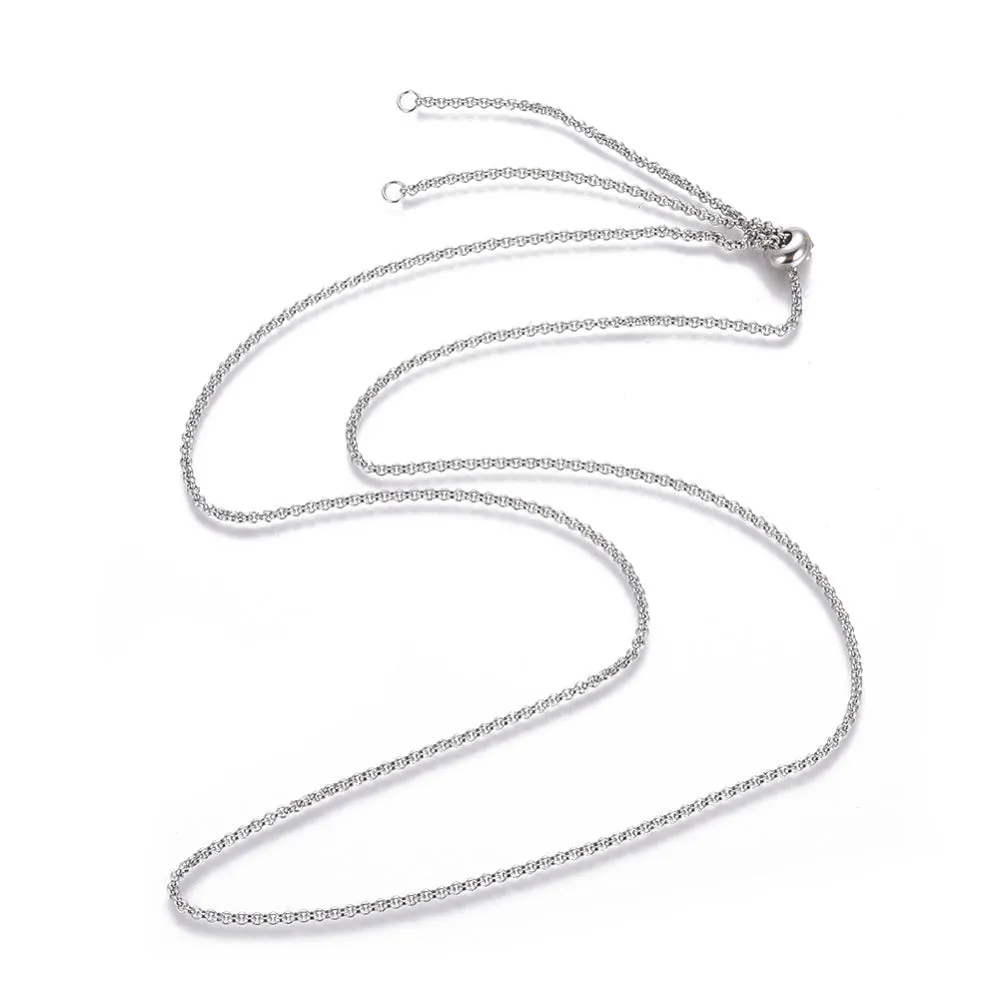 Adjustable Rolo Chain Necklace - Stainless - 29