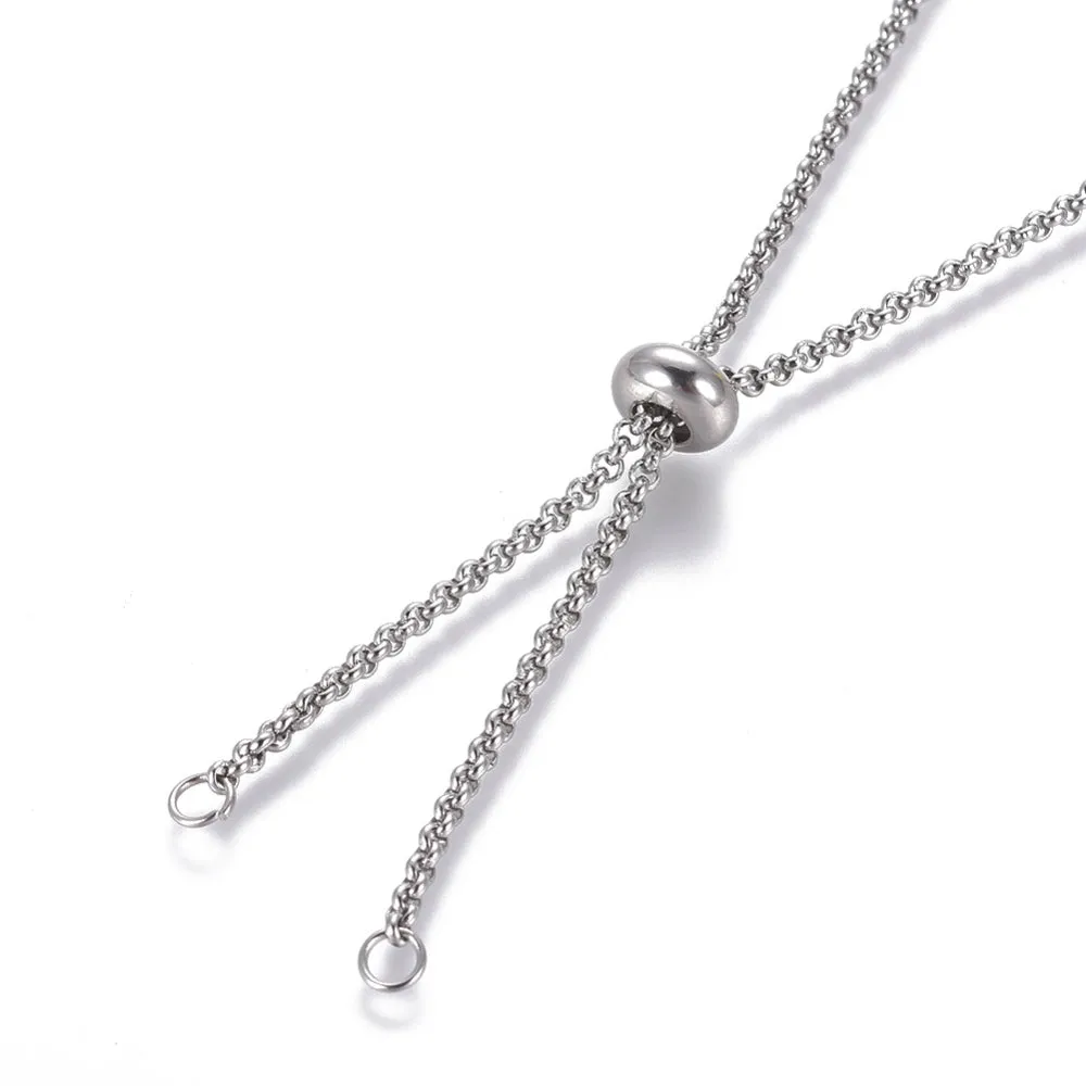 Adjustable Rolo Chain Necklace - Stainless - 29