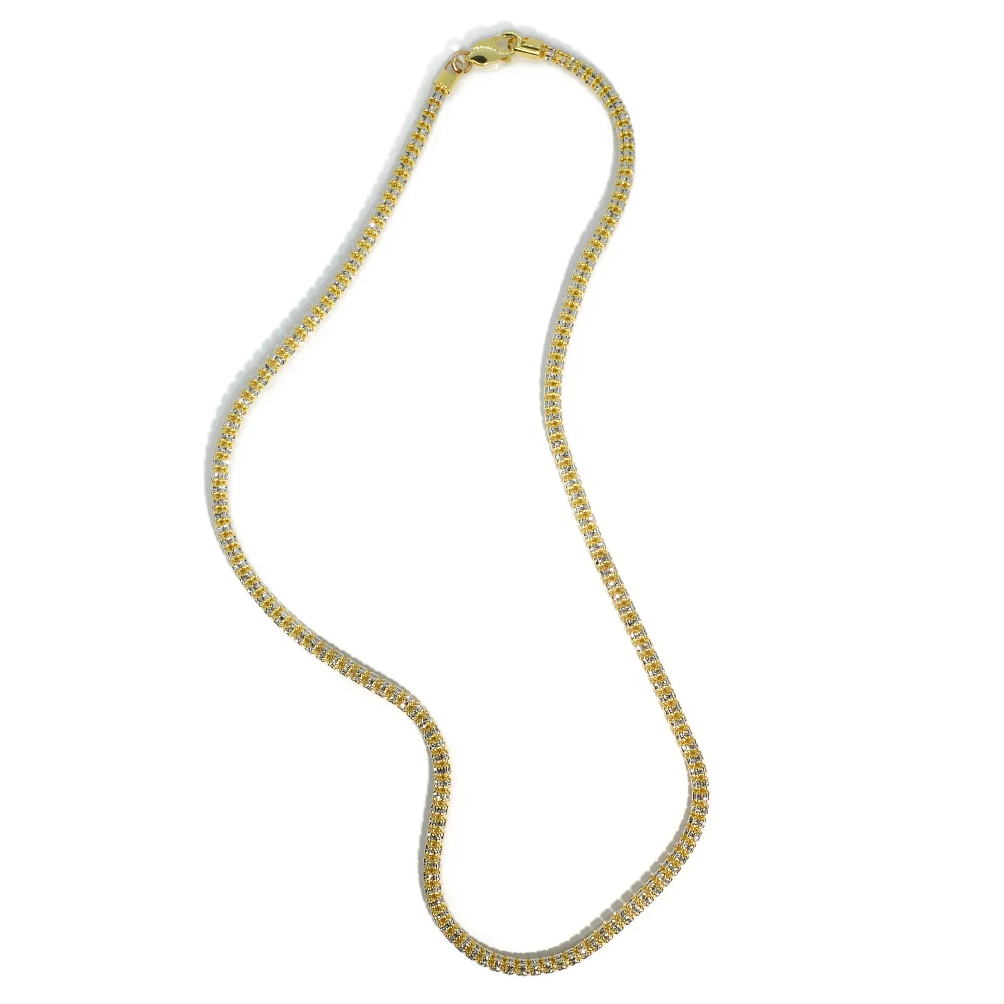 AFJ Gold Collection - Yellow and White Gold Necklace, 20 - 4 mm