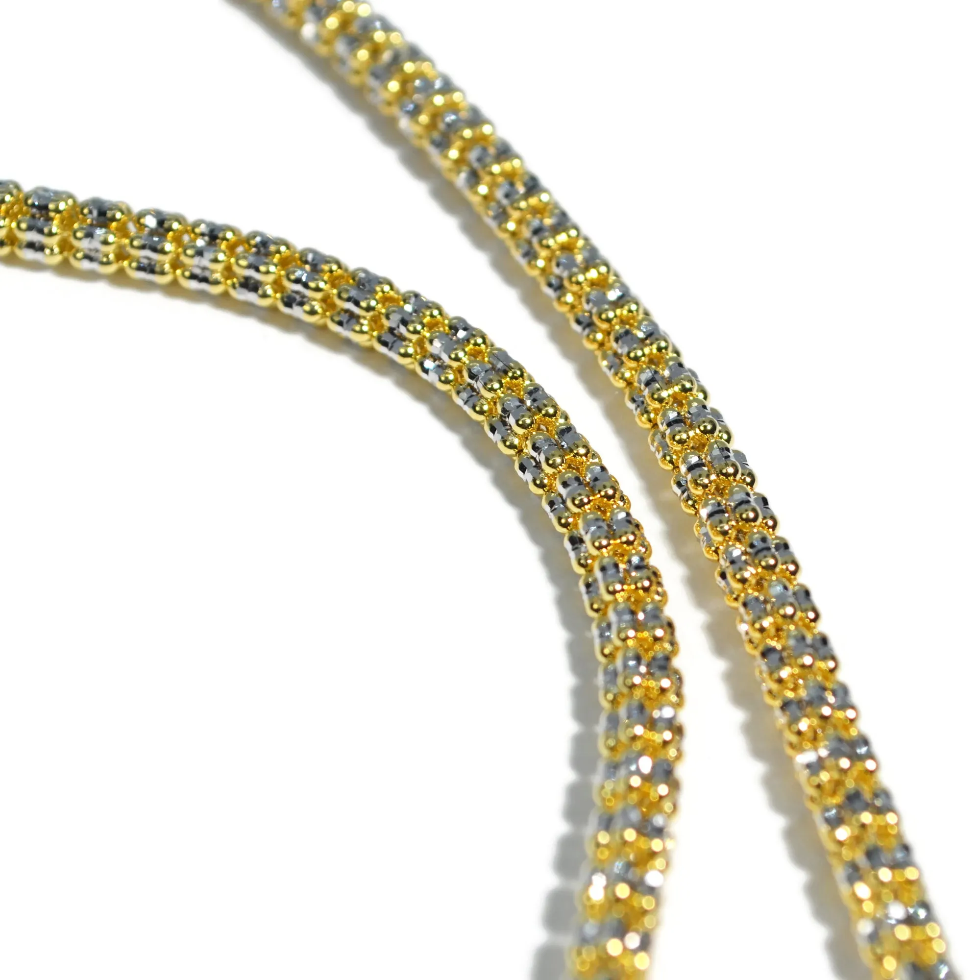 AFJ Gold Collection - Yellow and White Gold Necklace, 20" - 4 mm