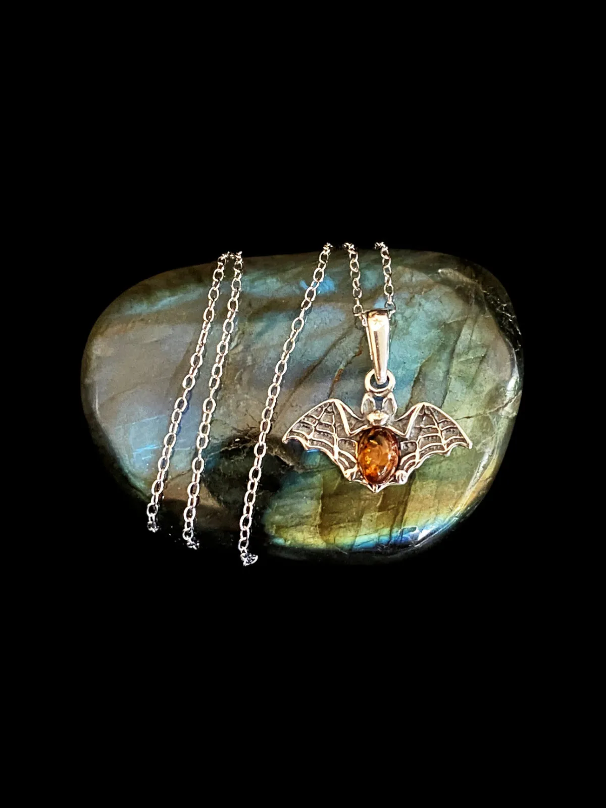 Amber Bat Necklace