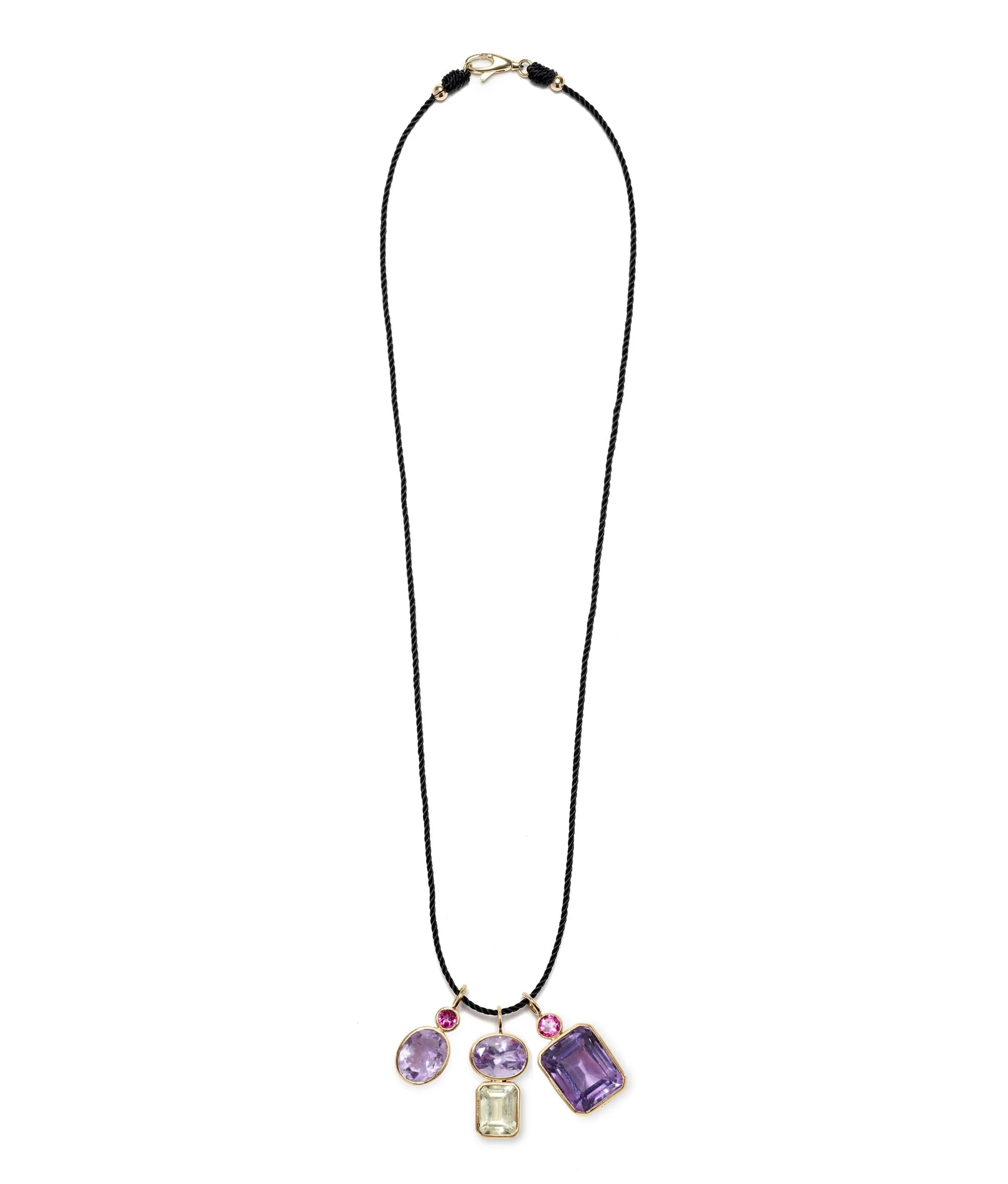 Amethyst & Green Amethyst 14k Gold Necklace Charm