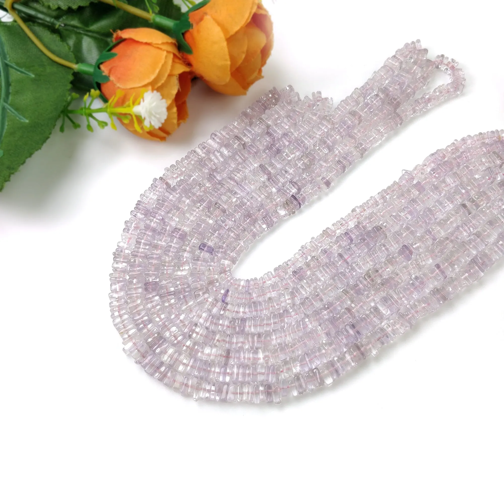 AMETHYST Gemstone Loose Beads : Natural Untreated Unheated Pink Amethyst Loose Square Heishe Statement Beads 18"