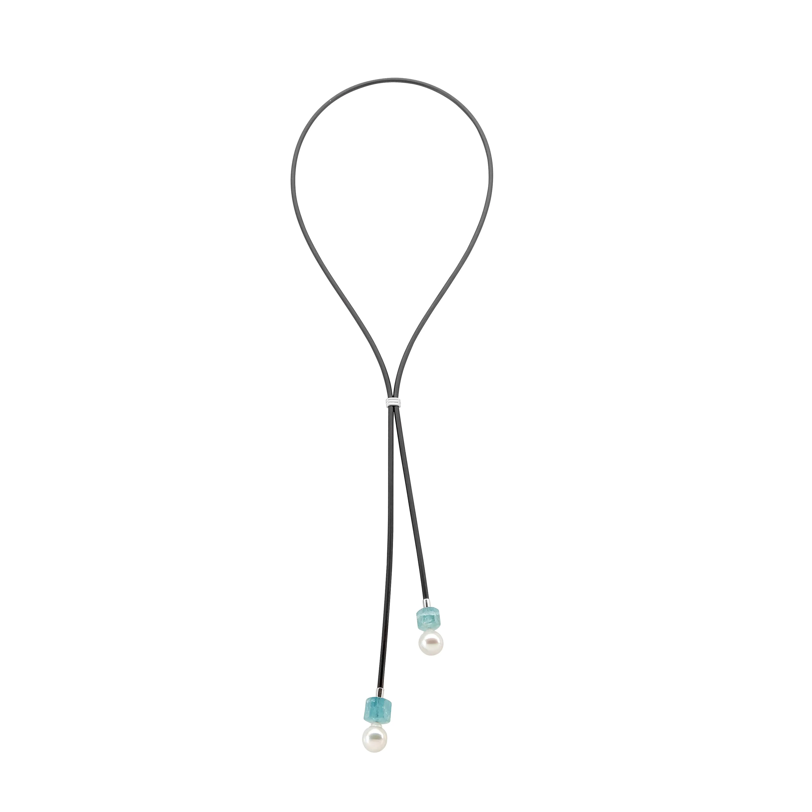 Aquamarine and Pearl Lariat