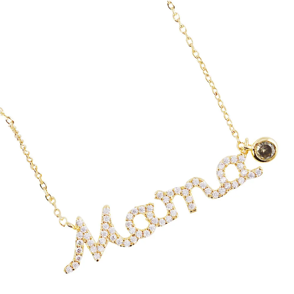 August Birthstone MAMA Message Pendant Necklace