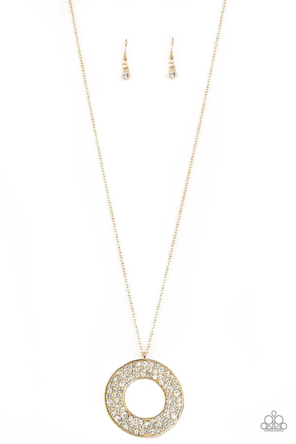 Bad HEIR Day Gold and White Rhinestone Necklace - Paparazzi Accessories