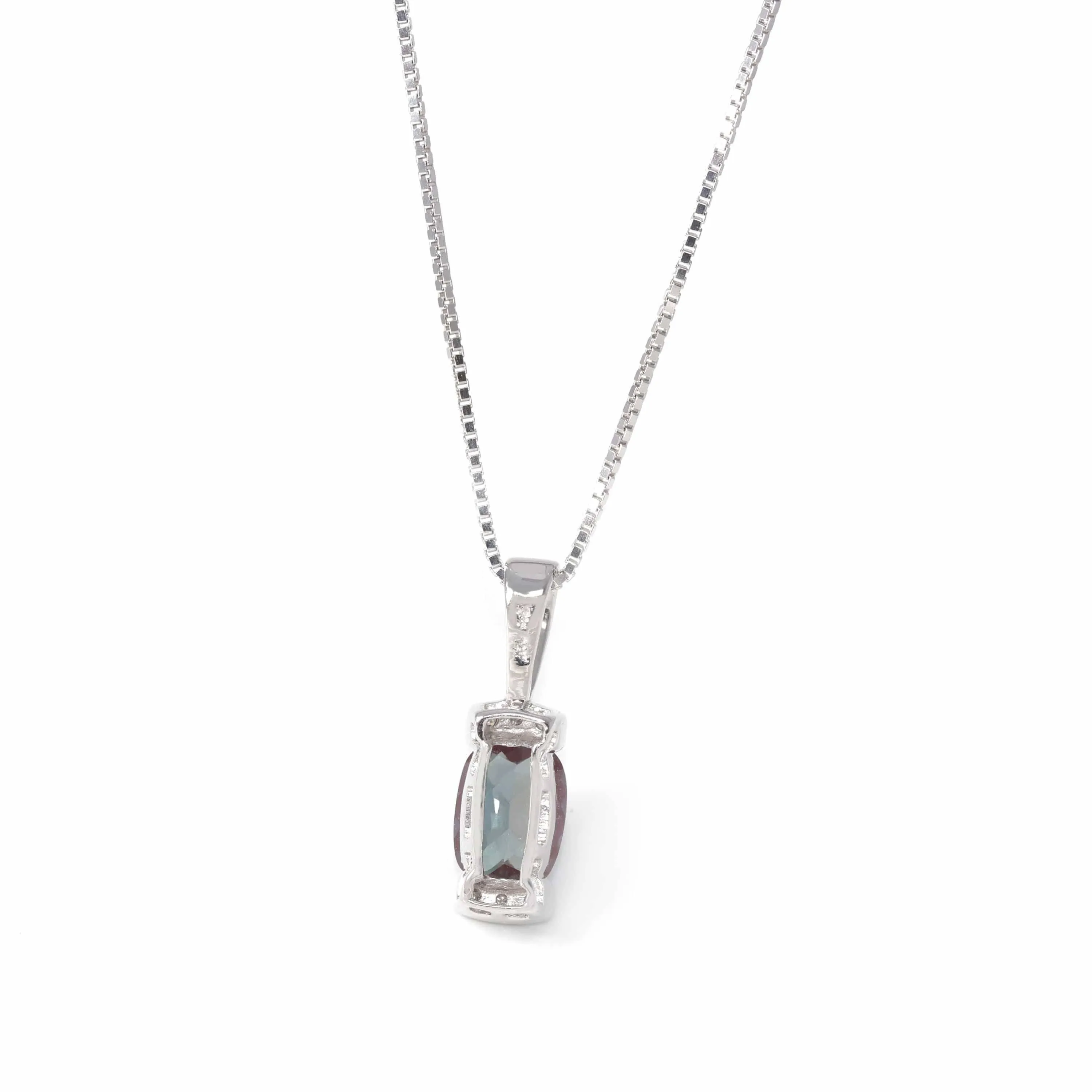 Baikalla? 14k Classic White Gold Lab Created Alexandrite Necklace W/Diamonds