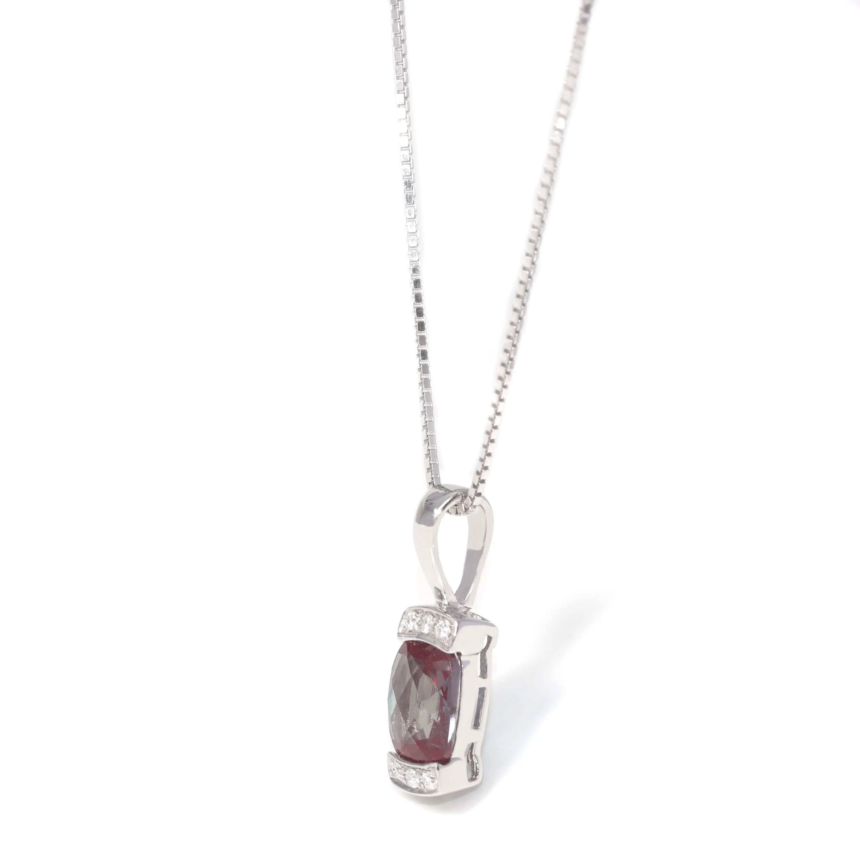 Baikalla? 14k Classic White Gold Lab Created Alexandrite Necklace W/Diamonds