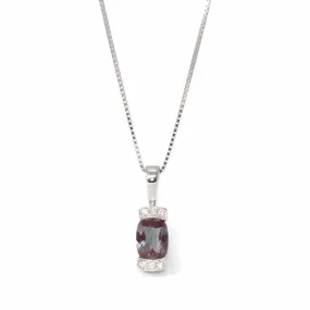 Baikalla? 14k Classic White Gold Lab Created Alexandrite Necklace W/Diamonds