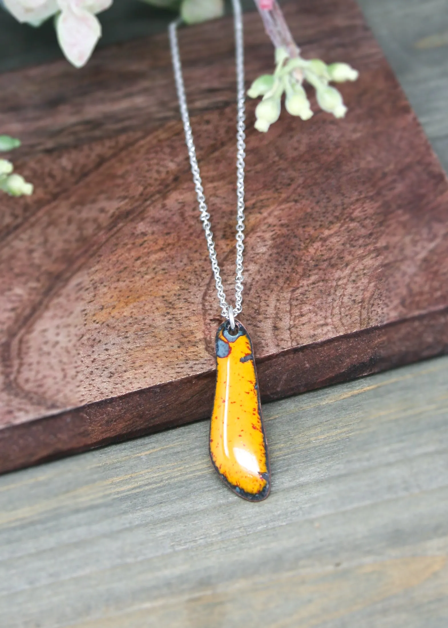 Batik Wing necklace- Amber glow