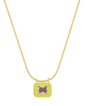 Bezel Pendant Necklace- Neon Yellow- Gold